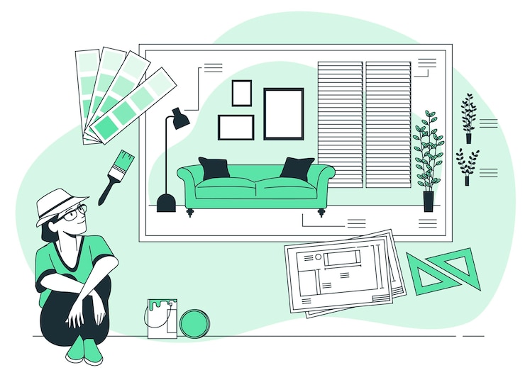 Vector Gratis interior design concept illustration