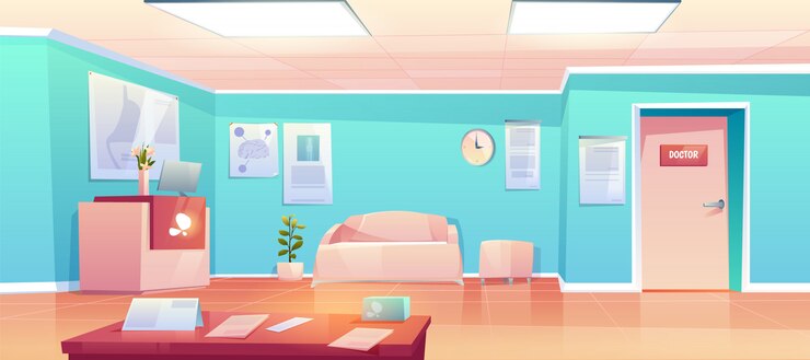 Vector Gratis interior koridor klinik kosong