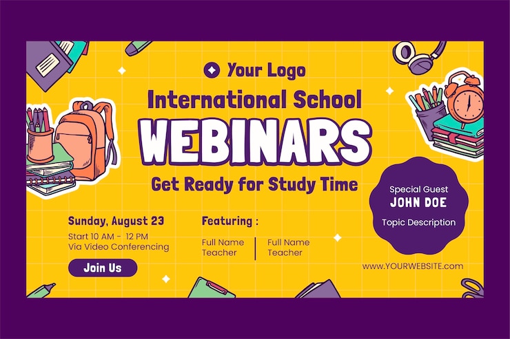 Vector Gratis international school webinar template