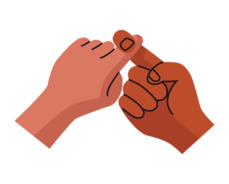 Vector Gratis interracial hands making a promise gesture