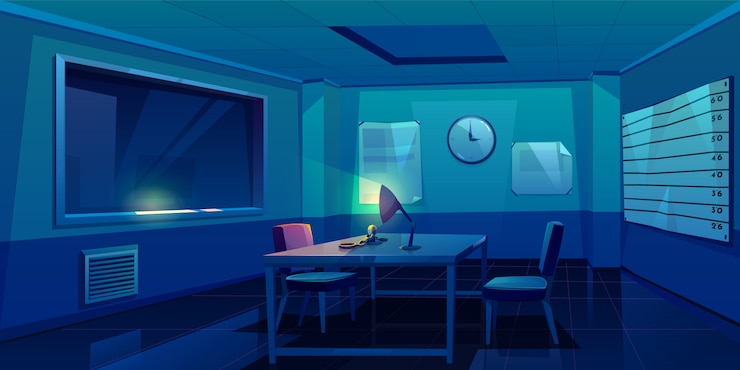 Vector Gratis interrogation room in police station interior