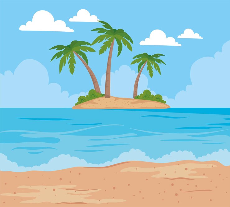 Vector Gratis island in beach scene