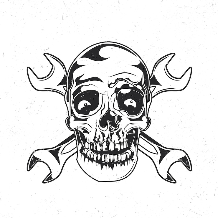 Vector Gratis isolated emblem with illustration of mechanic skull