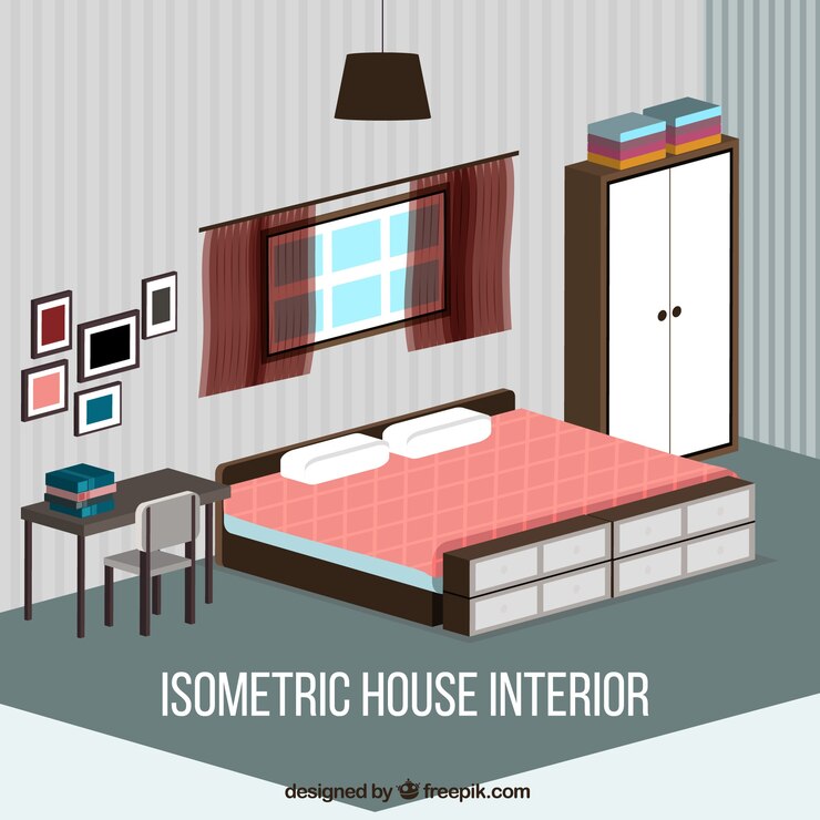 Vector Gratis isometric bedroom