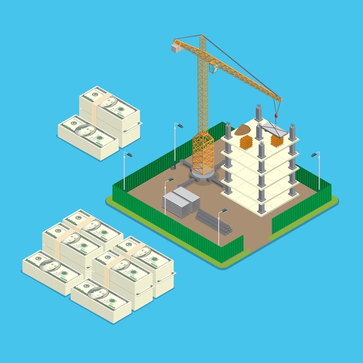 Vector Gratis isometric construction site land price value investment business concept