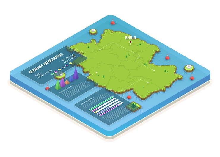 Vector Gratis isometric germany map infographic