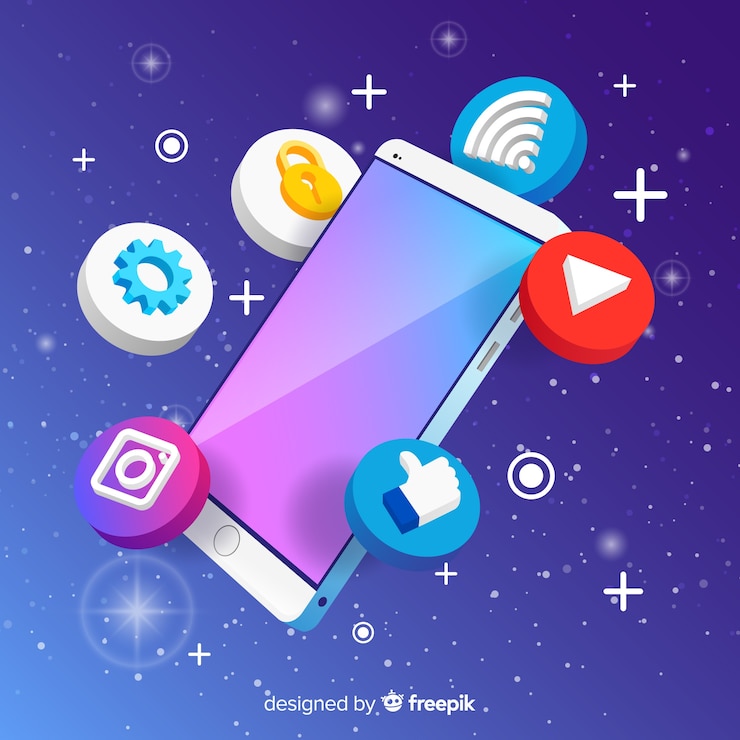 Vector Gratis isometric mobile phone with elements