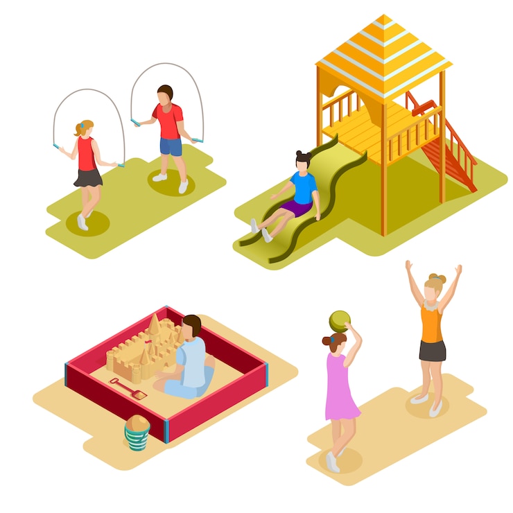 Vector Gratis isometric playground icon set 