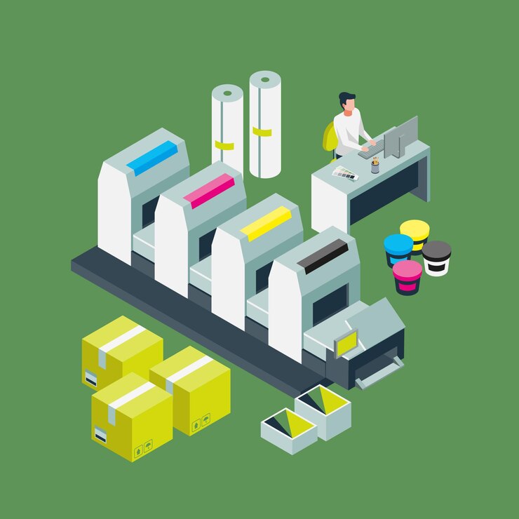 Vector Gratis isometric printing industry