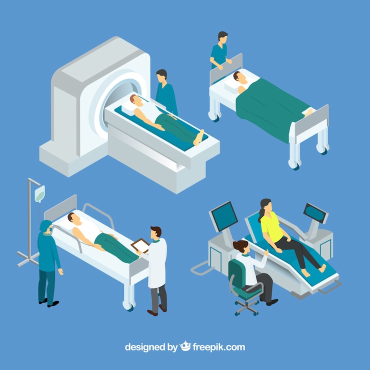 Vector Gratis isometric set of doctors with patients