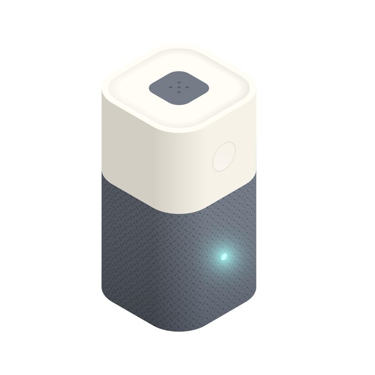 Vector Gratis isometric smart speaker with led light on white background vector illustration