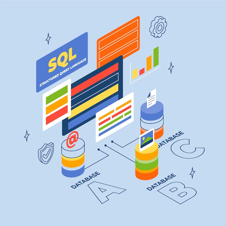 Vector Gratis isometric sql illustration