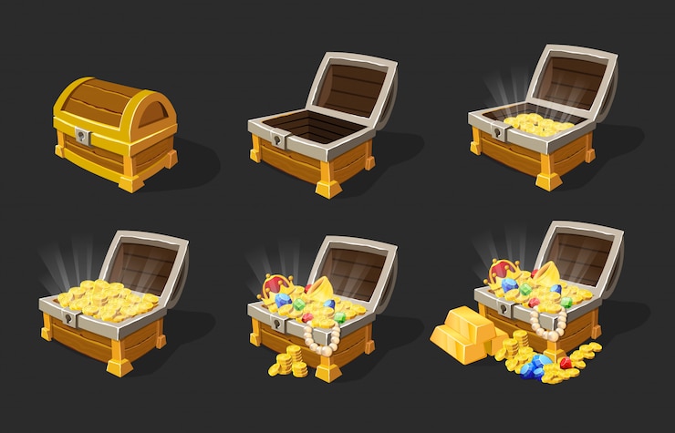 Vector Gratis isometric treasure chests animation set