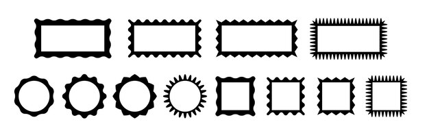 Jagged edge rectangle frames collection Zig zag rectangular borders