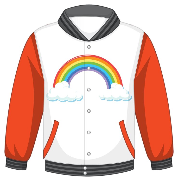 Vector Gratis jaket bomber dengan lengan oranye di atas latar belakang putih