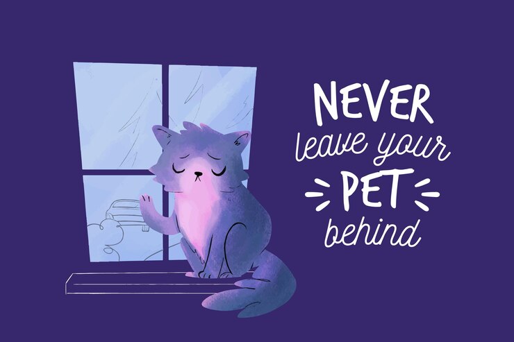 Vector Gratis jangan pernah tinggalkan ilustrasi hewan peliharaan anda dengan kucing