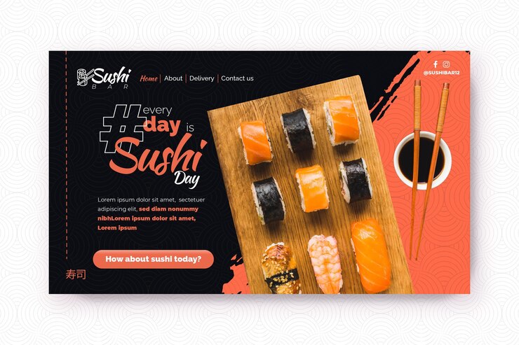 Vector Gratis japanese restaurant landing page