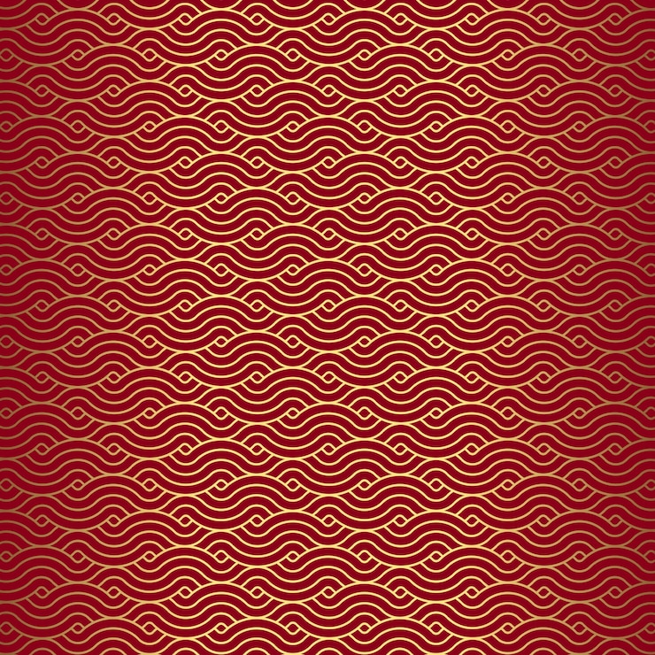 Vector Gratis japanese themed red and gold wave pattern