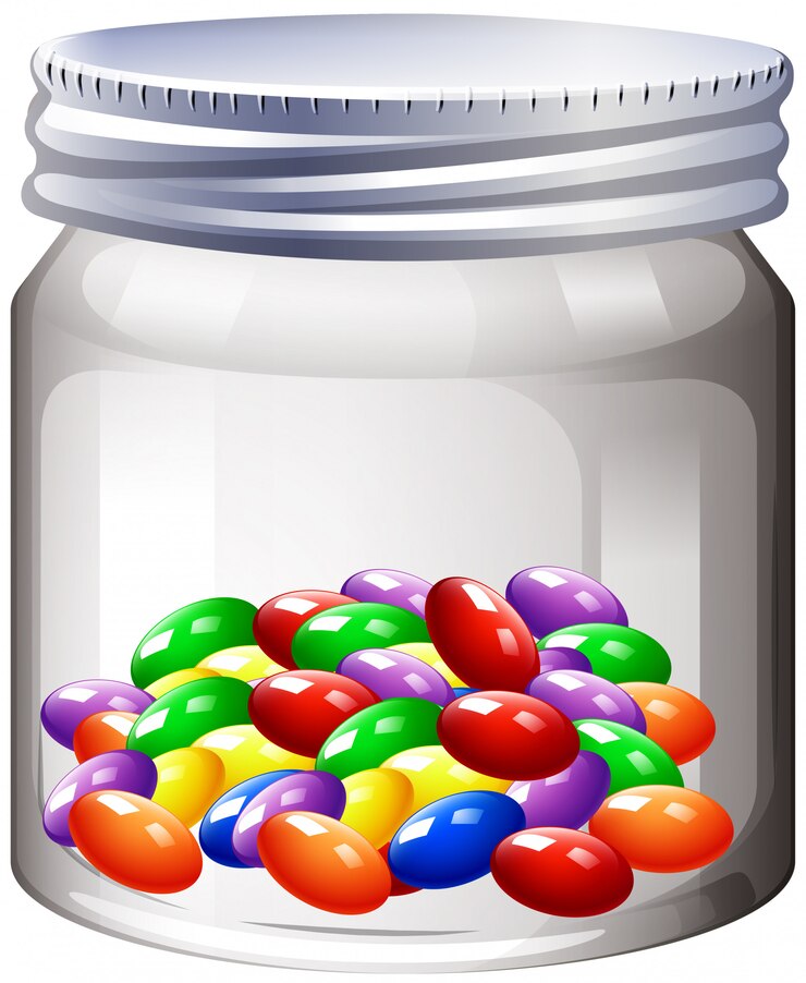 Vector Gratis jar of colorful candy