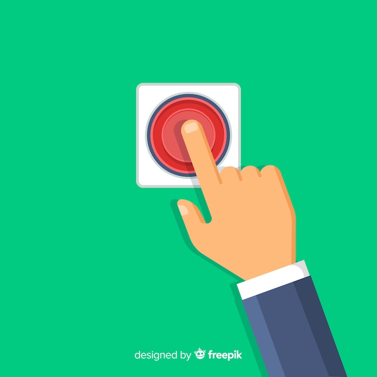 Vector Gratis jari menekan tombol mulai berwarna merah