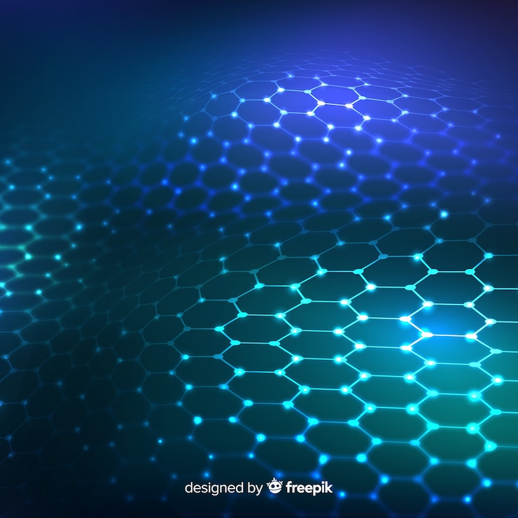 Vector Gratis jaring heksagonal futuristik dalam gradien latar belakang biru