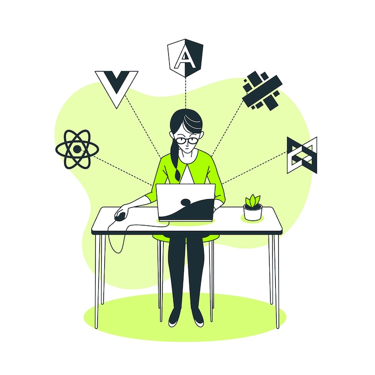 Vector Gratis javascript frameworks concept illustration