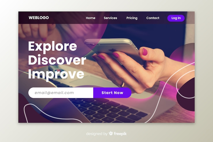 Vector Gratis jelajahi halaman arahan teknologi