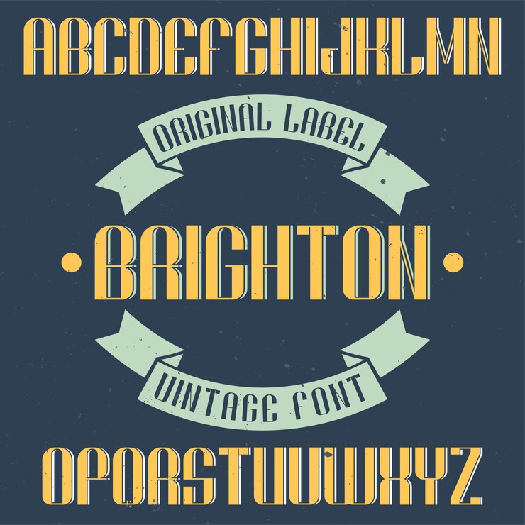 Vector Gratis jenis huruf label vintage bernama brighton