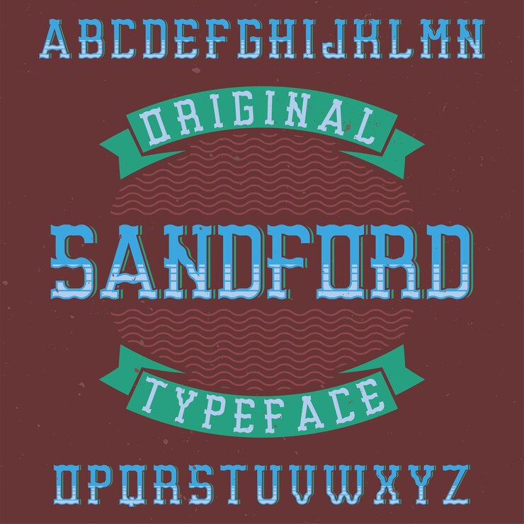 Vector Gratis jenis huruf label vintage bernama sandford.