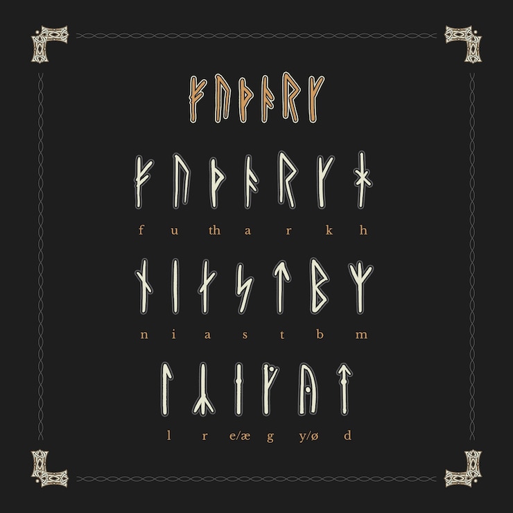 Vector Gratis jenis huruf rune viking digambar tangan