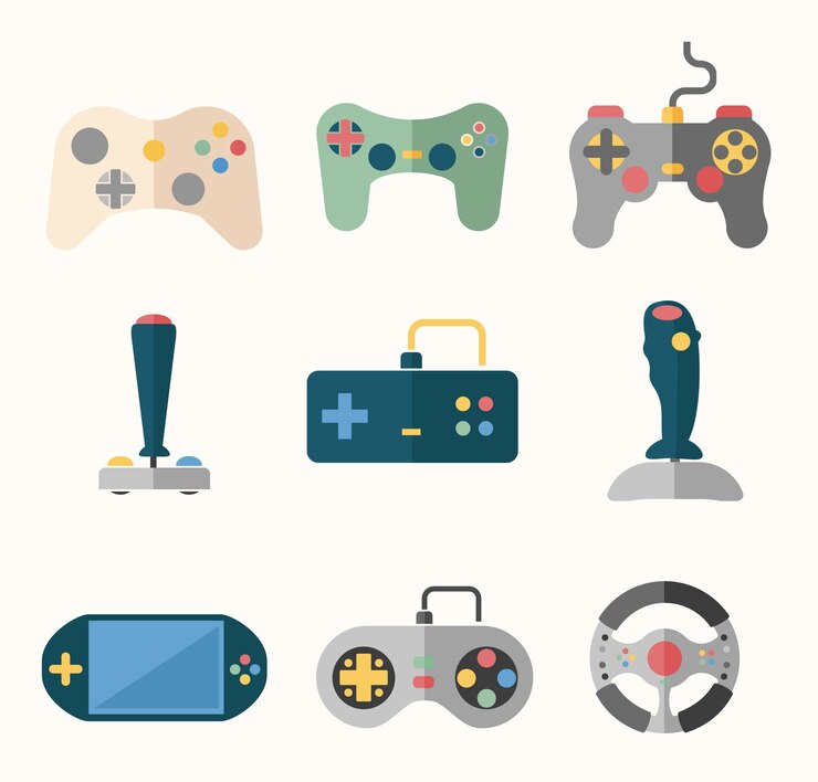 Vector Gratis joysticks set in flat style.