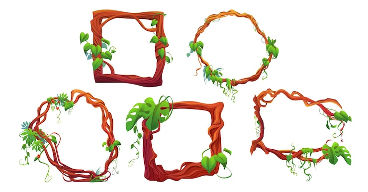 Vector Gratis jungle liana creeping vines formed in frames