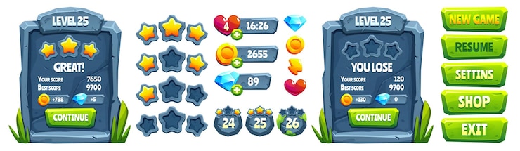 Vector Gratis jungle stone game ui sign frame cartoon vector