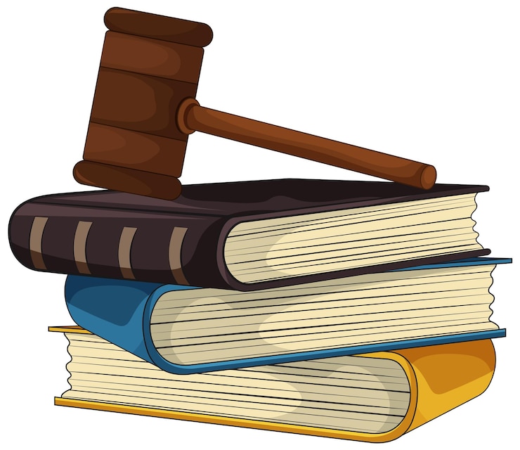 Vector Gratis justice concept with gavel and books