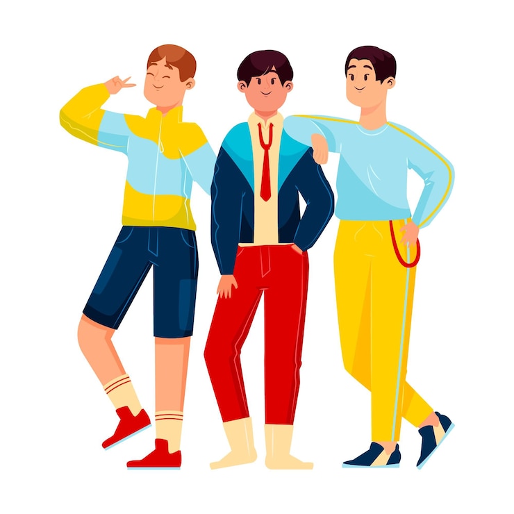 Vector Gratis k-pop boy group illustration