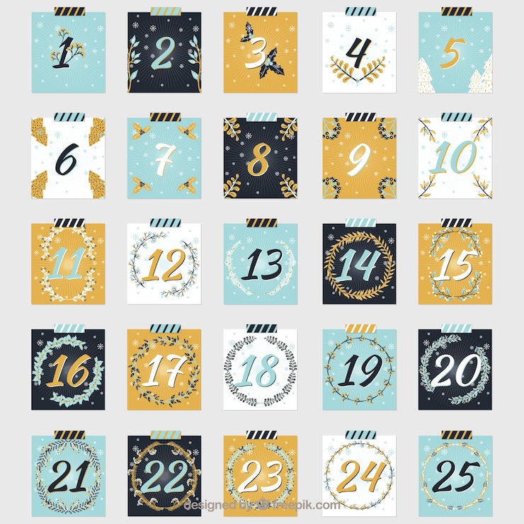 Vector Gratis kalender advent dalam empat warna