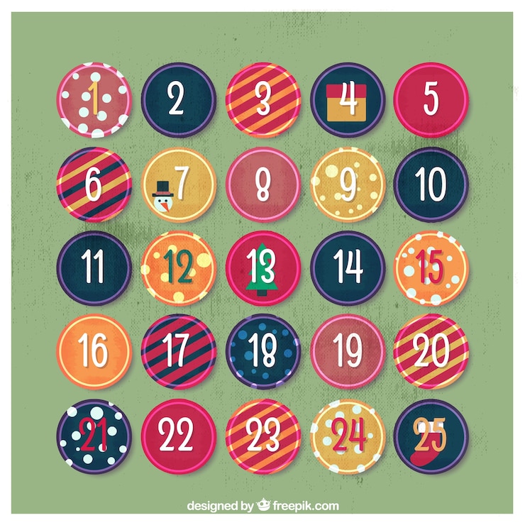 Vector Gratis kalender advent lingkaran abstrak