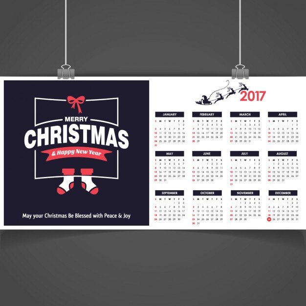 Vector Gratis kalender natal 2017