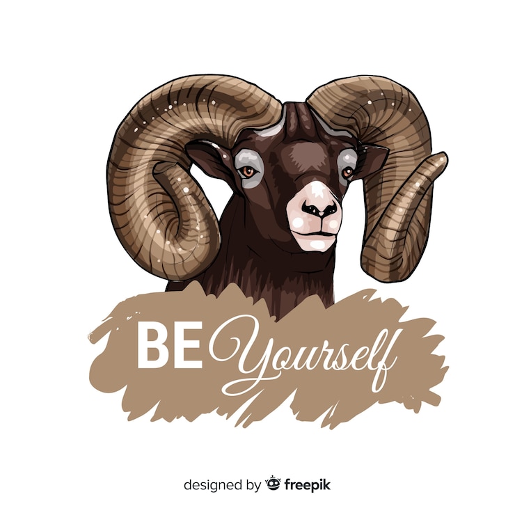 Vector Gratis kambing vintage dengan latar belakang slogan