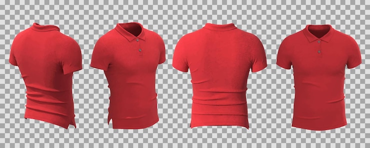 Vector Gratis kaos polo pria merah realistis dalam tampilan berbeda