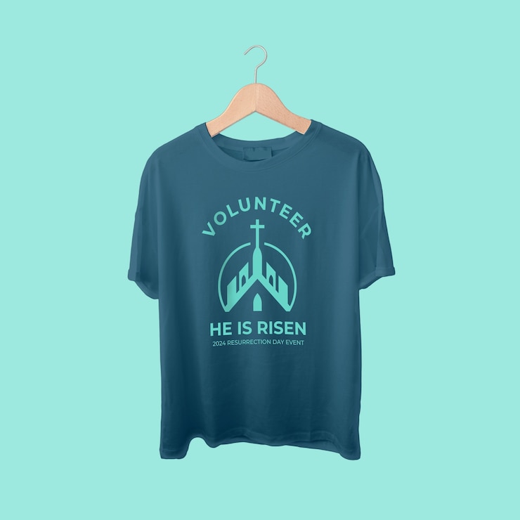 Vector Gratis kaos sukarelawan gereja datar
