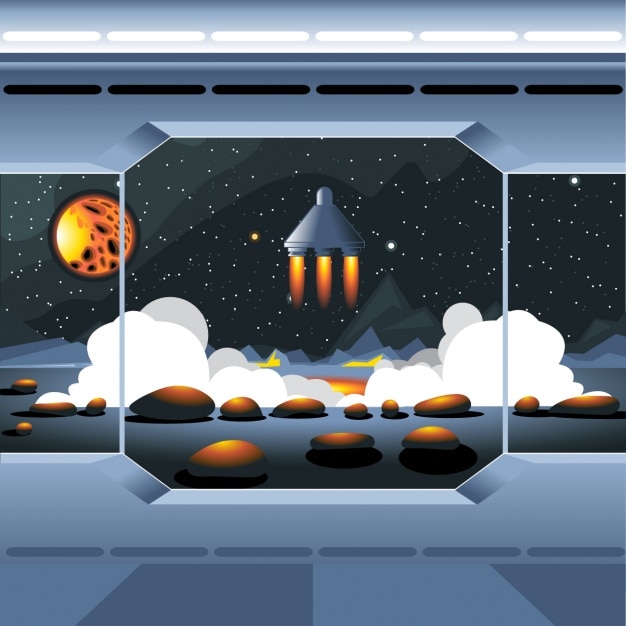 Vector Gratis kapal alien lepas landas