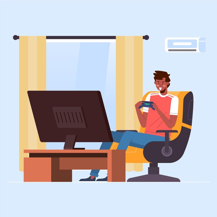 Vector Gratis karakter bermain video game