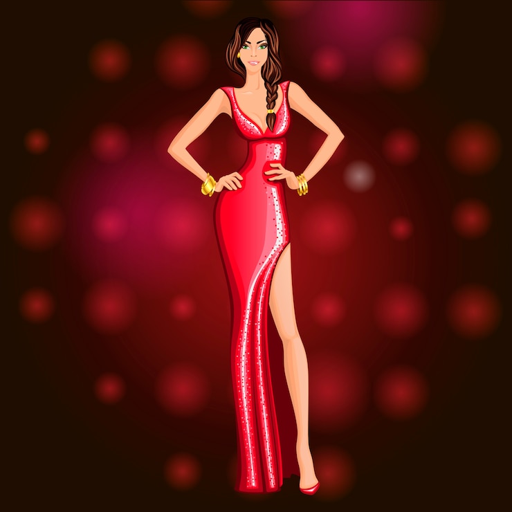 Vector Gratis karakter gadis pesta dansa yang glamor