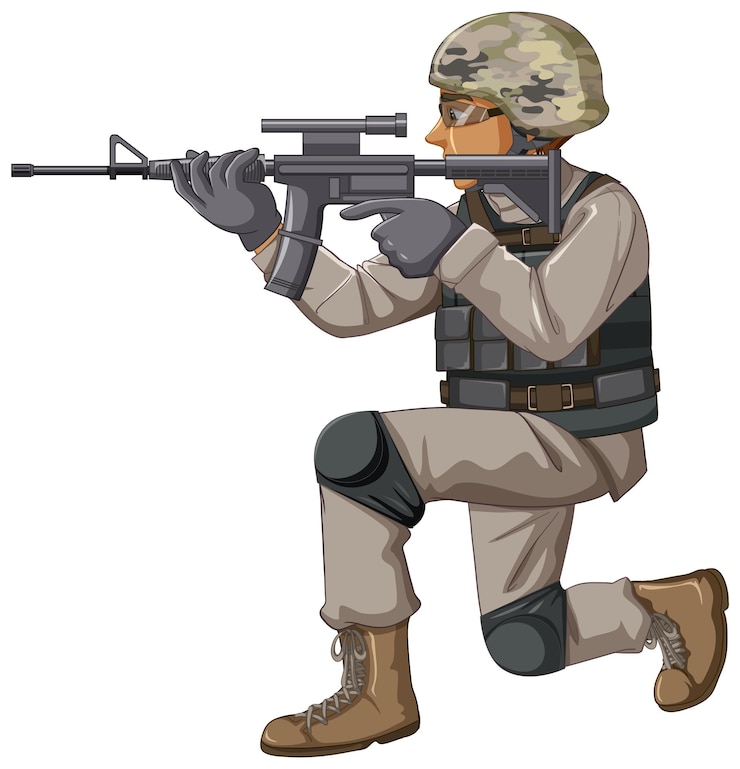 Vector Gratis karakter kartun tentara berseragam