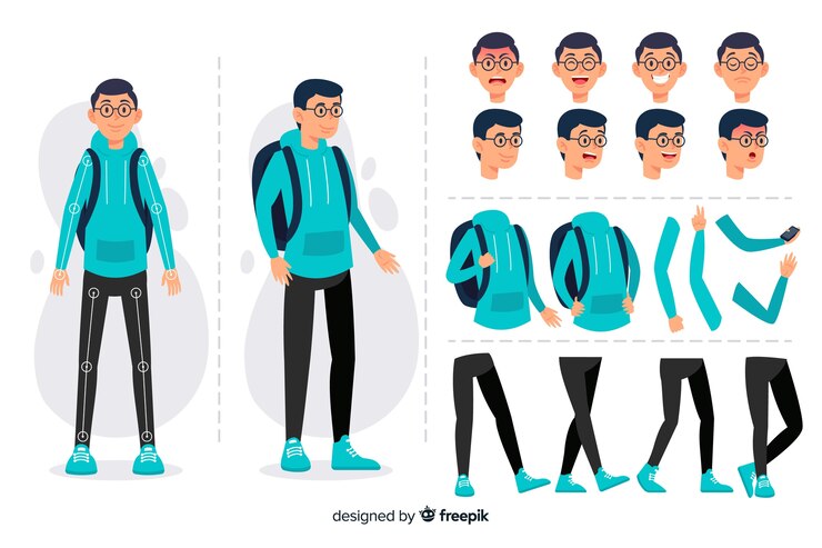 Vector Gratis karakter kartun untuk grafik gerak