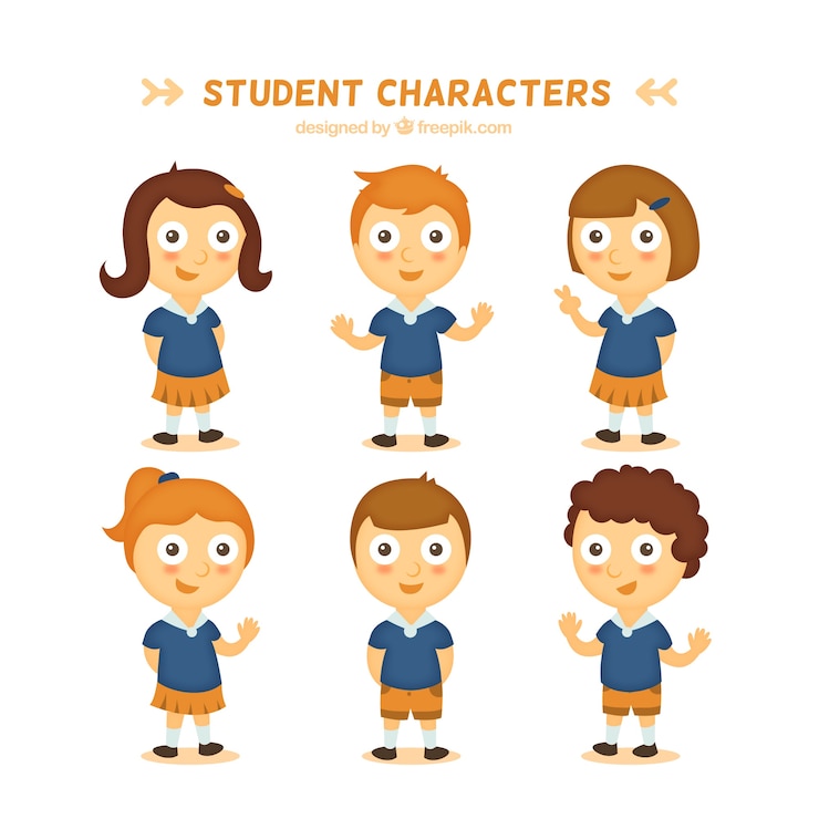 Vector Gratis karakter siswa lucu
