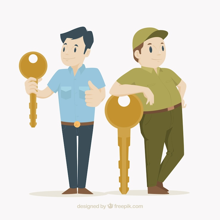 Vector Gratis karakter tukang kunci desain datar