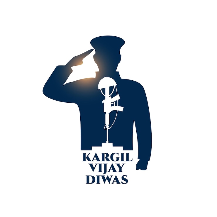 Vector Gratis kargil vijay diwas patriotic background with solider silhouette