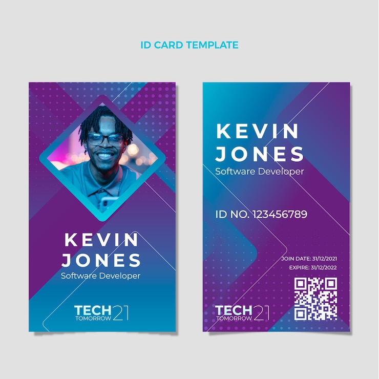 Vector Gratis kartu identitas teknologi halftone gradien